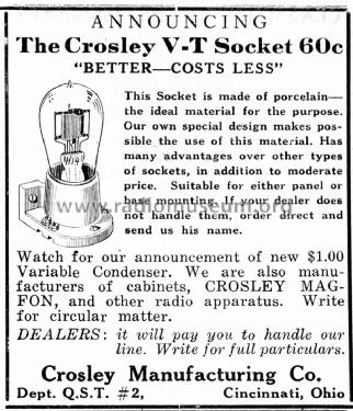 V-T Socket Vacuum-Tube Receptacle; Crosley Radio Corp.; (ID = 1184248) Radio part