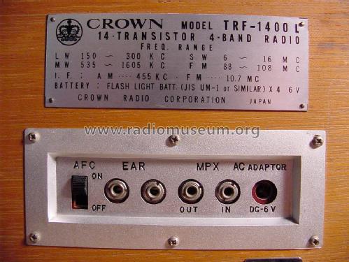 14-Transistor FM/AM 4-Band Radio TRF-1400L; Crown Radio Corp.; (ID = 812369) Radio