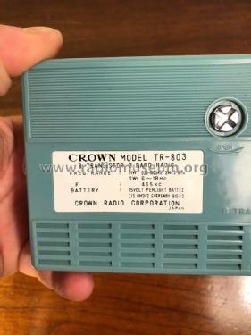 8 Transistor 3Band All Wave Radio TR-803; Crown Radio Corp.; (ID = 2407858) Radio