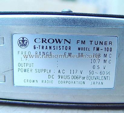 All Transistor FM Tuner FM-100; Crown Radio Corp.; (ID = 1677039) Radio