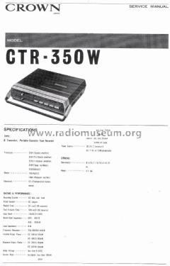 Cassette Tape Recorder CTR-350W; Crown Radio Corp.; (ID = 2827134) Enrég.-R