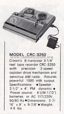 CRC-3250; Crown Radio Corp.; (ID = 1655084) Radio