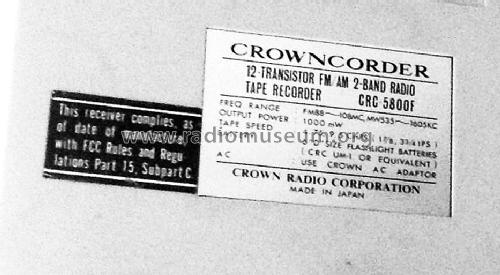 Crowncorder CRC-5800F; Crown Radio Corp.; (ID = 1443371) Radio