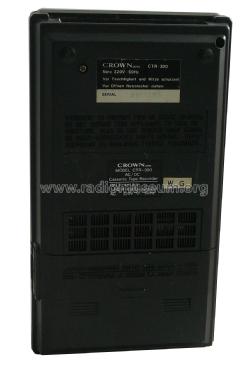 Cassette Tape Recorder CTR-300; Crown Radio Corp.; (ID = 2297635) Enrég.-R