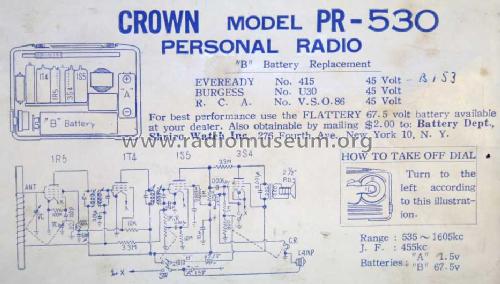 Personal Radio PR-530; Crown Radio Corp.; (ID = 647789) Radio