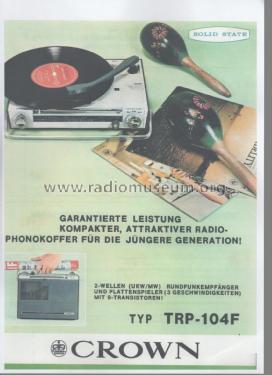 Radio Phonograph TRP-104F; Crown Radio Corp.; (ID = 1941609) Radio