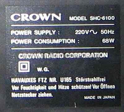 Stereo Music Center SHC-6100; Crown Radio Corp.; (ID = 702499) Radio