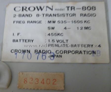 TR-808; Crown Radio Corp.; (ID = 2016323) Radio