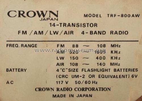 TRF-800 AW; Crown Radio Corp.; (ID = 954213) Radio
