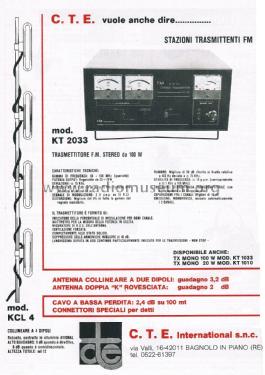 FM Stereo Transmitter KT 2033; CTE International S. (ID = 2745740) Commercial Tr