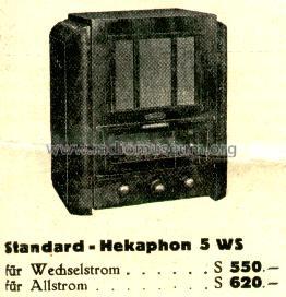 Hekaphon Standard 5WS; Czeija, Nissl & Co., (ID = 3955) Radio