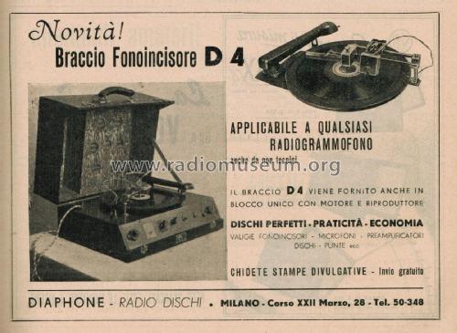 Braccio Fonoincisore D4; D'Amia, Diaphone; (ID = 2673959) Sonido-V