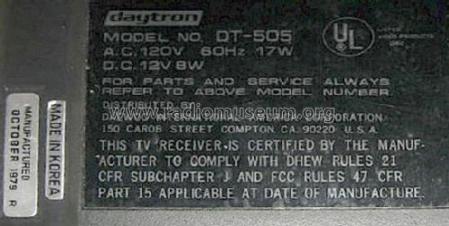 Daytron DT-505; Daewoo Electronics (ID = 668218) Television