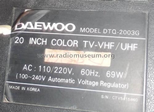 DTQ-2003G; Daewoo Electronics (ID = 2145101) Télévision