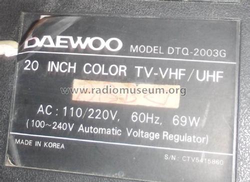 DTQ-2003G; Daewoo Electronics (ID = 2145101) Television