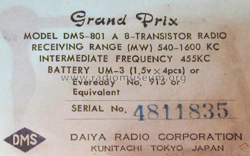 Grand Prix DMS-801A; Daiya Radio Corp.; (ID = 1597438) Radio