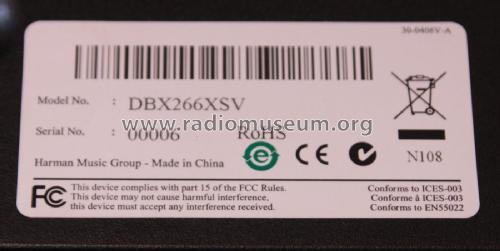 Compressor/Gate DBX266XSV; dbx Inc.; Waltham MA (ID = 2103385) Misc