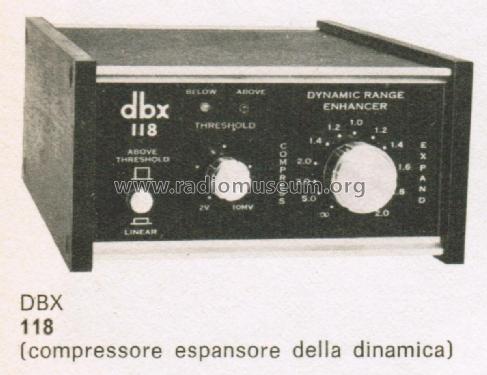 Dynamic Range Enhancer 118; dbx Inc.; Waltham MA (ID = 2646365) Diversos