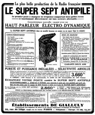 Super-Sept Antipile ; de Gialluly, SINDAR (ID = 1711503) Radio