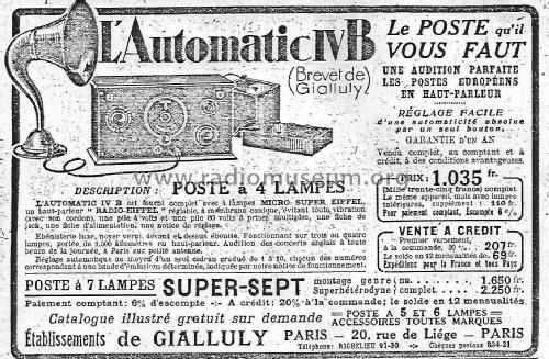 Automatic IV B ; de Gialluly, SINDAR (ID = 2484572) Radio