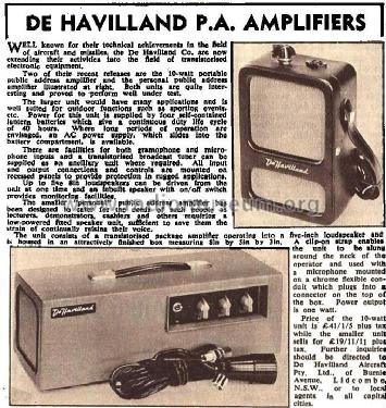 Portable Public Address Amplifier, 10 Watts 907; De Havilland (ID = 2407598) Ampl/Mixer