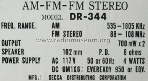AM-FM-FM Stereo DR-344; Decca Records, Inc.; (ID = 647828) Radio