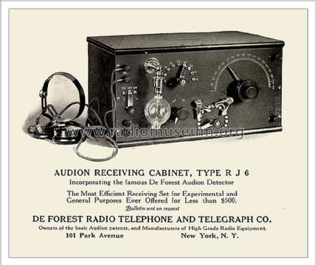 Audion Receiving Cabinet Type R J 6; DeForest Radio (ID = 1413091) Radio