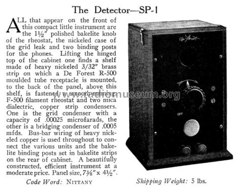 Detector SP-1; DeForest Radio (ID = 1044470) mod-pre26