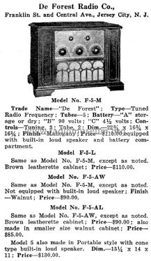 F-5-AW; DeForest Radio (ID = 1959584) Radio