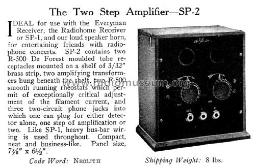 SP-2 2-Stage Audio Amplifier; DeForest Radio (ID = 1044471) Ampl/Mixer