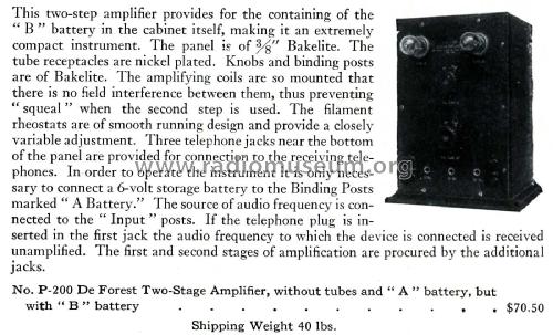 Two Step Audion Amplifier Type P-200; DeForest Radio (ID = 2427254) Ampl/Mixer