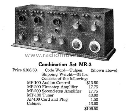 Combination Set No. MR-3; DeForest Radio (ID = 975587) Radio