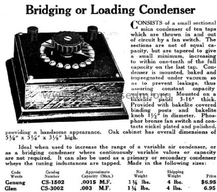 Bridging or Loading Condenser CS-3002 ; DeForest Radio (ID = 957989) Radio part