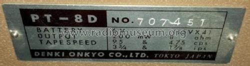 Dokorder 6 Transistor Tape Recorder PT-8D; Denki Onkyo Co., Ltd (ID = 2396974) R-Player