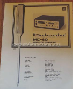 Dokorder 8 Track Stereo Cartridge Tape Recorder MC-60 ; Denki Onkyo Co., Ltd (ID = 1599723) R-Player