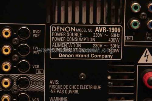 AV Surround Receiver AVR-1906; Denon Marke / brand (ID = 1570151) Radio