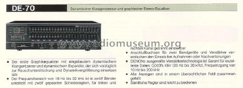 Precision audio component / stereo graphic equalizer DE-70; Denon Marke / brand (ID = 1590403) Ampl/Mixer