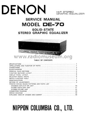 Precision audio component / stereo graphic equalizer DE-70; Denon Marke / brand (ID = 1851643) Ampl/Mixer