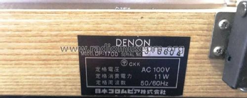 Direct Drive Turntable DP-1700; Denon Marke / brand (ID = 2399699) Reg-Riprod