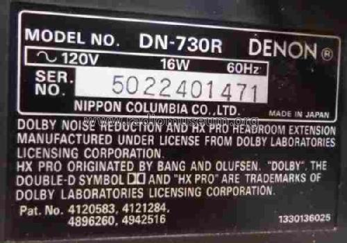 Stereo Cassette Tape Deck DN-730R; Denon Marke / brand (ID = 2103757) Sonido-V