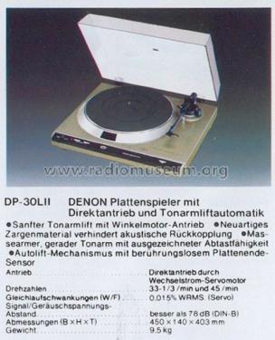 Automatic Arm Lift Direct Drive Turntable System DP-30LII; Denon Marke / brand (ID = 1590737) R-Player