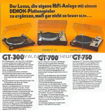 Direct Drive Player GT-700; Denon Marke / brand (ID = 1600064) Sonido-V