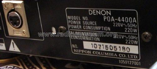 Hi-Fi Mono Amplifier POA-4400A; Denon Marke / brand (ID = 2685776) Ampl/Mixer