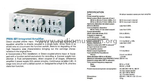 Hi-Fi Stereo Integrated Amplifier PMA-501; Denon Marke / brand (ID = 2117065) Ampl/Mixer