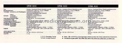 Precision Audio Comp./ Stereo Cassette Tape Deck DRM-500; Denon Marke / brand (ID = 2973181) Reg-Riprod