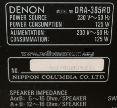 Precision Audio Component AM FM Stereo Receiver DRA-385RD; Denon Marke / brand (ID = 2354238) Radio
