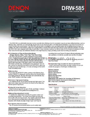 Precision Audio Component / Double Cassette Deck DRW-585; Denon Marke / brand (ID = 1840464) R-Player