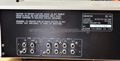 Precision audio component / stereo graphic equalizer DE-70; Denon Marke / brand (ID = 2412724) Ampl/Mixer