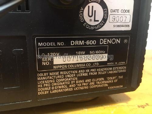 Precision Audio Component / Stereo Cassette Tape Deck DRM-600; Denon Marke / brand (ID = 2973259) R-Player