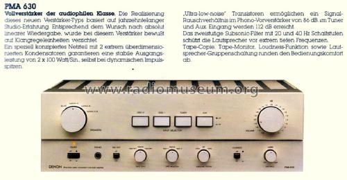 Precision audio component / pre-main amplifier PMA-630; Denon Marke / brand (ID = 1912099) Ampl/Mixer